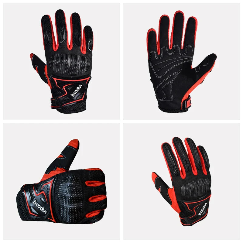 HBG 1036 Five Finger Racing Gloves for Men Touchscreen Knuckle Protection Anti-Slip Carbon Fiber PU Motorcycle Racing gloves