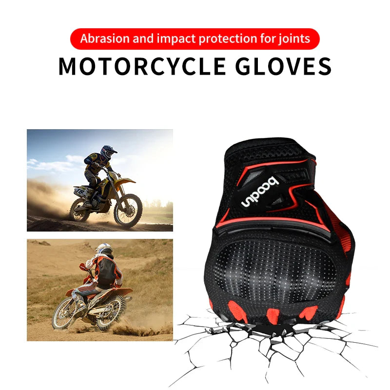 HBG 1036 Five Finger Racing Gloves for Men Touchscreen Knuckle Protection Anti-Slip Carbon Fiber PU Motorcycle Racing gloves