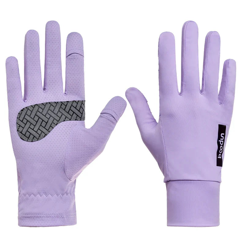 HBG 2040 Summer Ice Silk Sunscreen Gloves Breathable Anti-UV Outdoor Driving Gloves for women