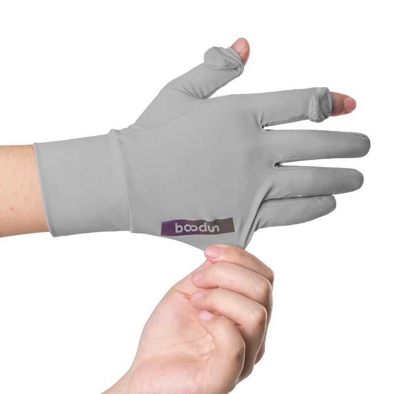 HBG 2040 Summer Ice Silk Sunscreen Gloves Breathable Anti-UV Outdoor Driving Gloves for women