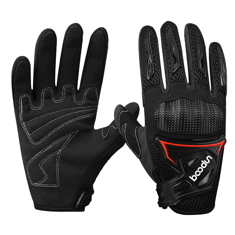 HBG 1036 Five Finger Racing Gloves for Men Touchscreen Knuckle Protection Anti-Slip Carbon Fiber PU Motorcycle Racing gloves