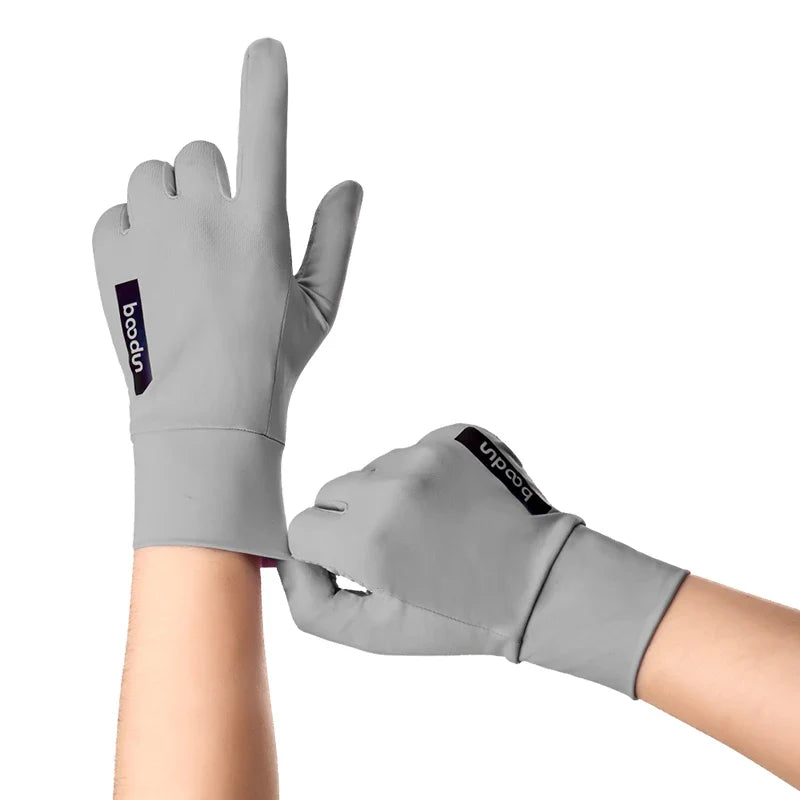 HBG 2040 Summer Ice Silk Sunscreen Gloves Breathable Anti-UV Outdoor Driving Gloves for women