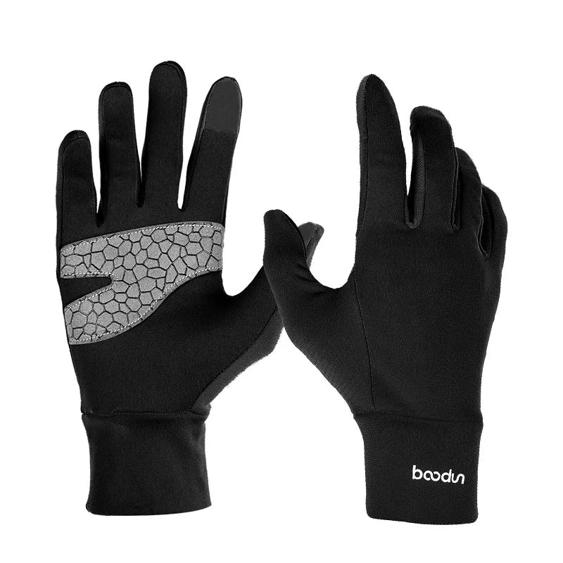 HBG 1054 outdoor five-Finger Sports Gloves Breathable Anti-Slip running Gloves Hiking Running Windproof warm Polyester