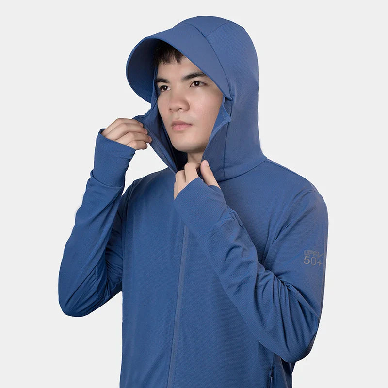 HBG Ice Silk Sunscreen hoodie Long Sleeve fishing Clothing Comfortable Breathable UV protection shirts for Sport Cycling Running