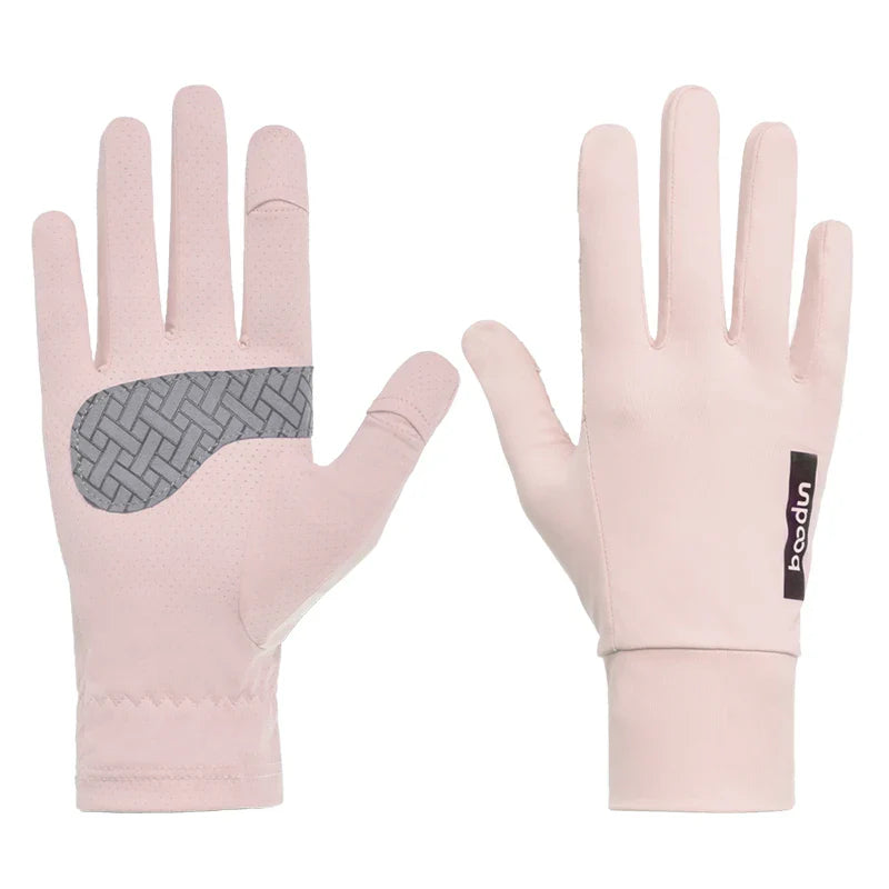 HBG 2040 Summer Ice Silk Sunscreen Gloves Breathable Anti-UV Outdoor Driving Gloves for women