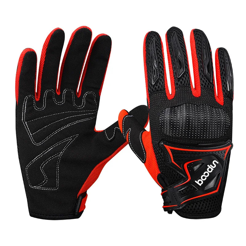 HBG 1036 Five Finger Racing Gloves for Men Touchscreen Knuckle Protection Anti-Slip Carbon Fiber PU Motorcycle Racing gloves