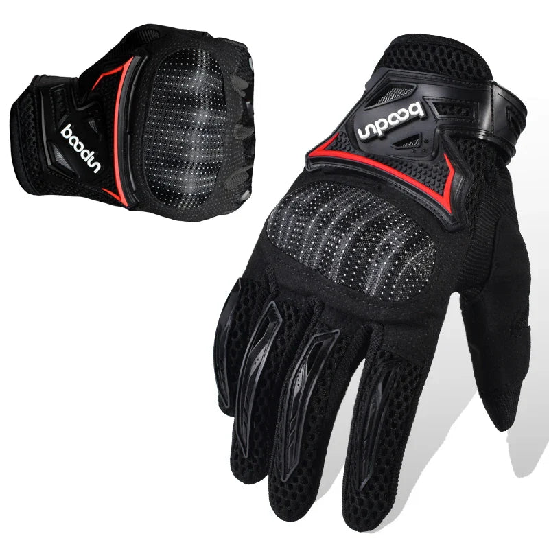 HBG 1036 Five Finger Racing Gloves for Men Touchscreen Knuckle Protection Anti-Slip Carbon Fiber PU Motorcycle Racing gloves