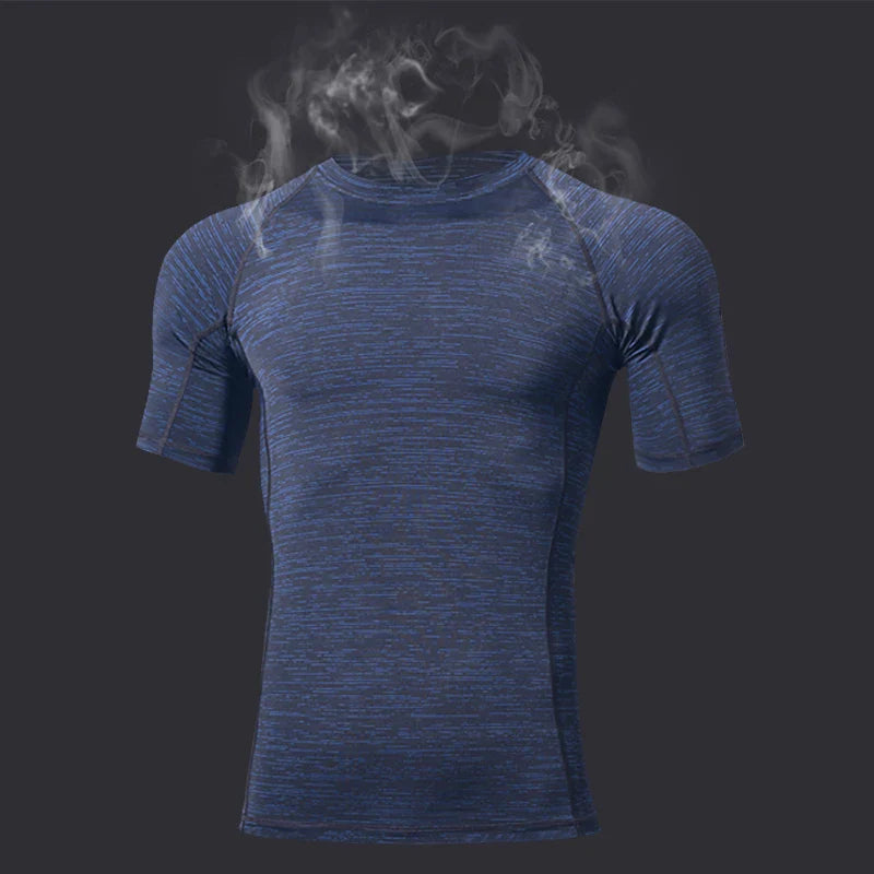 HBG 1308 High-quality Tight-fitting T-shirt High-elastic Short sleeved Men Fitness Quick-drying T-shirt Sportswear Training Top