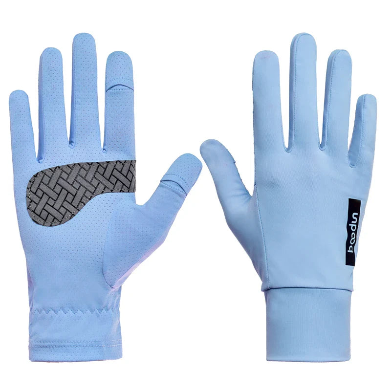 HBG 2040 Summer Outdoor Ice Silk Sunscreen Gloves Breathable Anti-UV Driving Gloves for Unisex