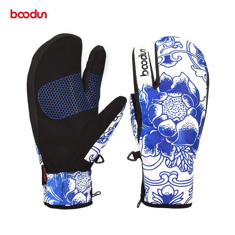 HBG 0947 Winter touch screen ski gloves outdoor waterproof warm snow gloves for women