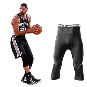 HBG 1211 Anti collision Men's Seven point Pants Anti slip Belt Quick drying Sports Pants Elastic for Basketball Cycling Football