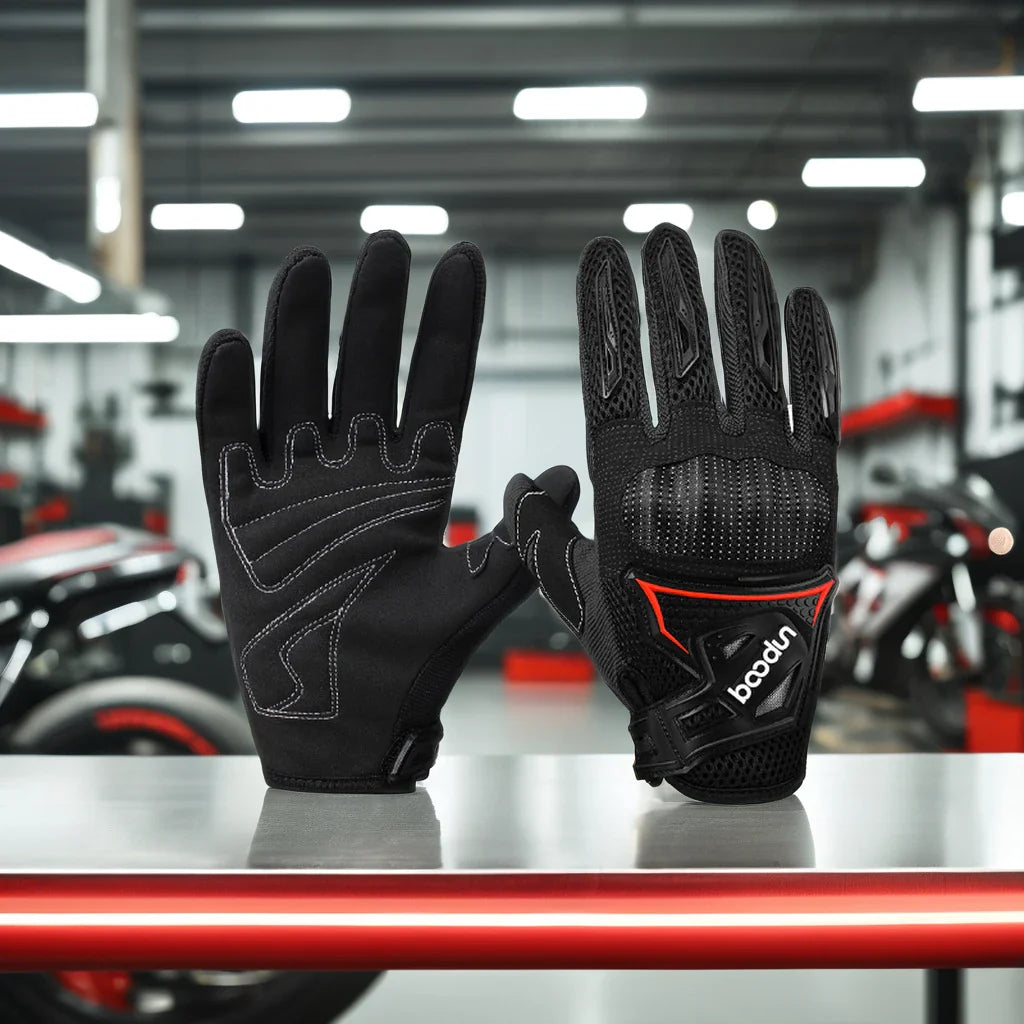 HBG 1036 Five Finger Racing Gloves for Men Touchscreen Knuckle Protection Anti-Slip Carbon Fiber PU Motorcycle Racing gloves