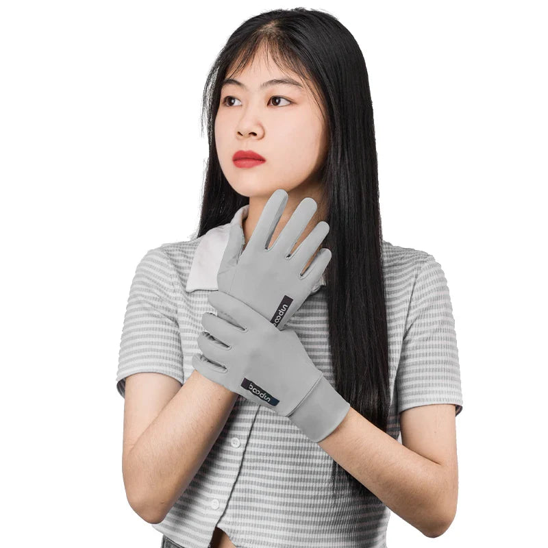 HBG 2040 Summer Ice Silk Sunscreen Gloves Breathable Anti-UV Outdoor Driving Gloves for women