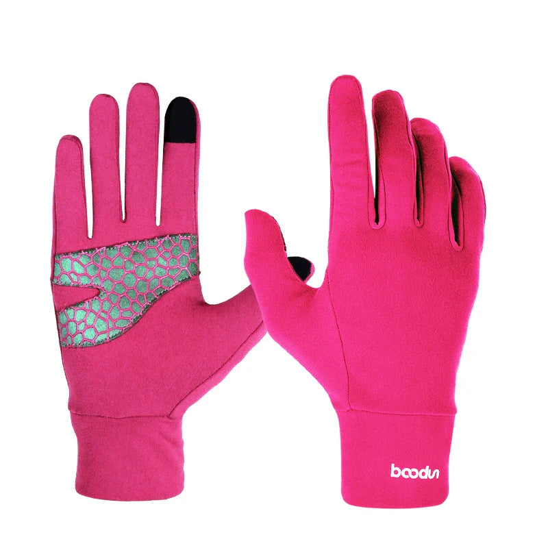 HBG 1054 outdoor five-Finger Sports Gloves Breathable Anti-Slip running Gloves Hiking Running Windproof warm Polyester